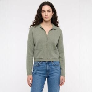 Abercrombie & Fitch Collared Cardigan Sweater Green Size Medium NWOT